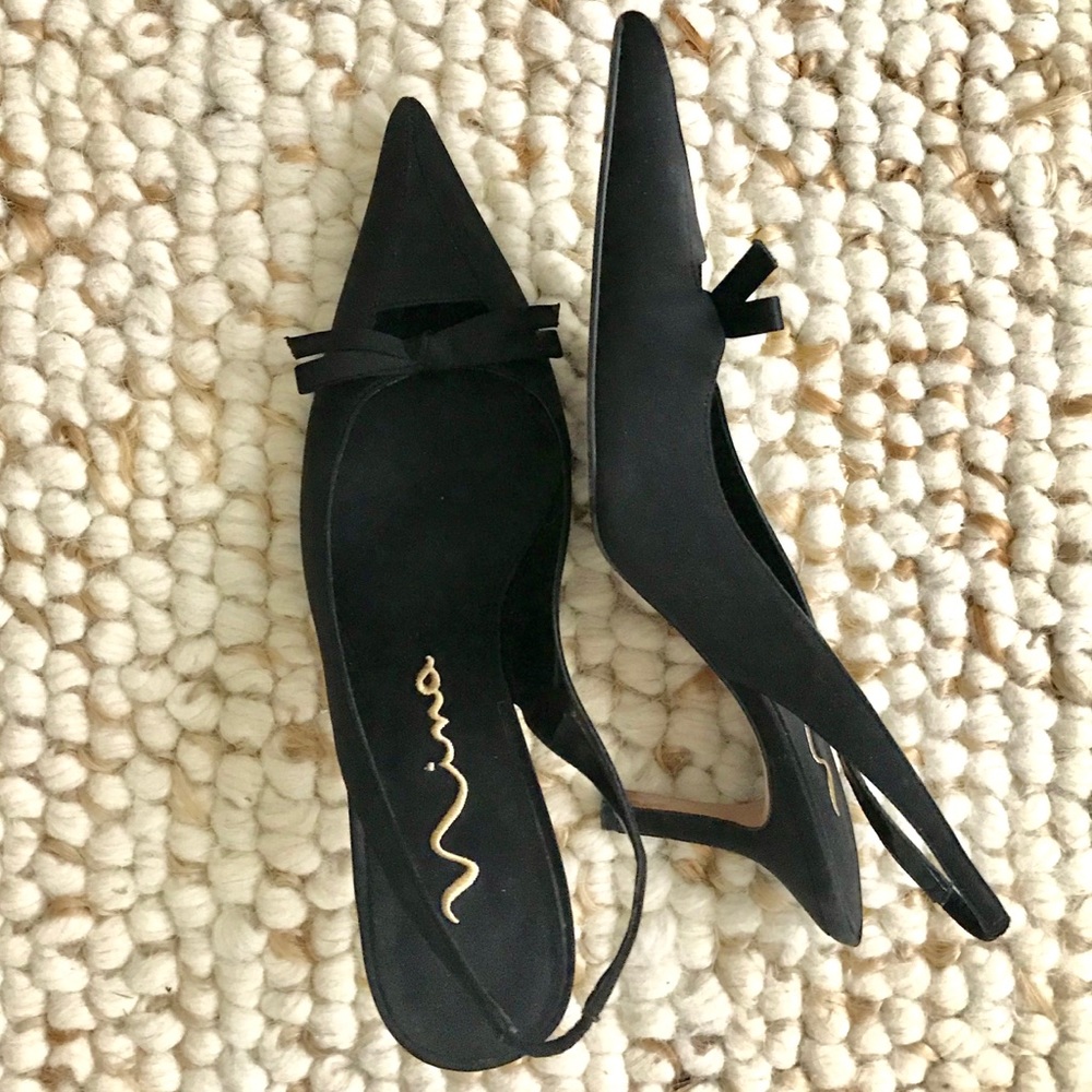 Nina satin slingback evening shoes with bow
